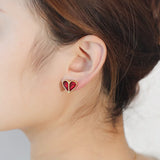 Colorful Heart Earrings Love Ear Jewelry Copper Plated