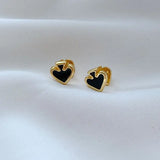 Colorful Heart Earrings Love Ear Jewelry Copper Plated
