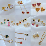 Colorful Heart Earrings Love Ear Jewelry Copper Plated