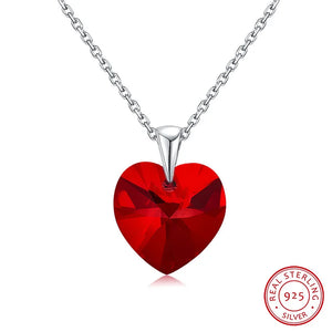 Classic Heart Pendant Necklace Crystals Austria S925 Silver
