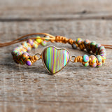 Heart Shape Charm Bracelet Friendship String Macrame Teengirls Wrap Bracelet