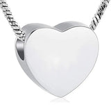 Heart Urn Necklace for Ashes Stainless Steel Cremation Holder Keepsake Memorial
