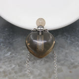 Heart-shaped Quartz Crystal Perfume Bottle Pendant Necklace