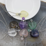 Heart-shaped Quartz Crystal Perfume Bottle Pendant Necklace