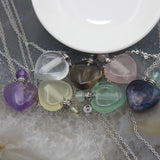 Heart-shaped Quartz Crystal Perfume Bottle Pendant Necklace
