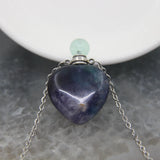 Heart-shaped Quartz Crystal Perfume Bottle Pendant Necklace