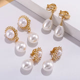 Classic Simulated Pearl Clip On Earrings for Women Wedding Party