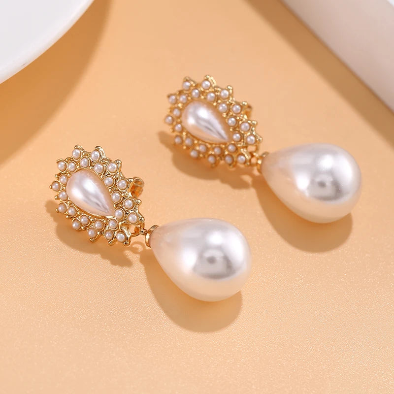 Classic Simulated Pearl Clip On Earrings for Women Wedding Party
