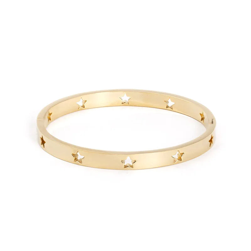 Classic Five Star Bangle Stainless Steel Kpop Style Bracelet