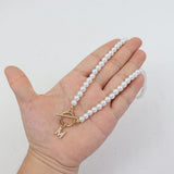 Classic Initial Necklace A-Z Letter Pendant 6mm Pearls Necklace For Women