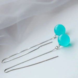 925 Silver Water Drop Earrings with Natural Amazonite Inlay