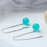 925 Silver Water Drop Earrings with Natural Amazonite Inlay
