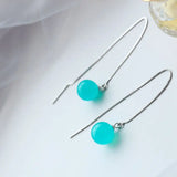 925 Silver Water Drop Earrings with Natural Amazonite Inlay