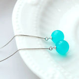 925 Silver Water Drop Earrings with Natural Amazonite Inlay