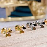 Hot Petal Stud Earrings 925 Sterling Silver Ladies Jewelry