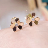 Hot Petal Stud Earrings 925 Sterling Silver Ladies Jewelry