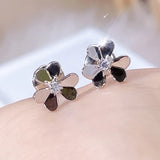 Hot Petal Stud Earrings 925 Sterling Silver Ladies Jewelry