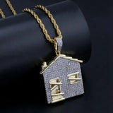 Classic House Pendant Necklace Men Cubic High-quality Metal Chains