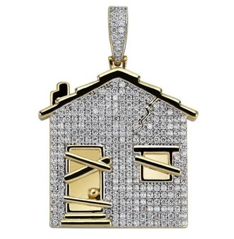 Classic House Pendant Necklace Men Cubic High-quality Metal Chains