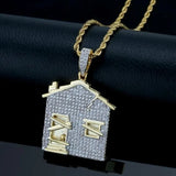 Classic House Pendant Necklace Men Cubic High-quality Metal Chains
