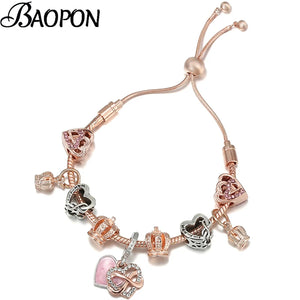 Infinite Love Pendant Bracelet For Women Adjustable Chain Bangles