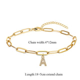 Initial Bracelet Women Stainless Steel Paper Clip Chain Letter Pendant Bracelet