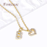 18K Plated Heart Pendant Necklace with Zircon Initial Letter - Christmas Gift