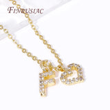 18K Plated Heart Pendant Necklace with Zircon Initial Letter - Christmas Gift