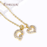 18K Plated Heart Pendant Necklace with Zircon Initial Letter - Christmas Gift