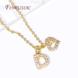 18K Plated Heart Pendant Necklace with Zircon Initial Letter - Christmas Gift