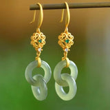 Interlocking Green Jade Earrings for Women