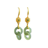 Interlocking Green Jade Earrings for Women