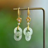 Interlocking Green Jade Earrings for Women
