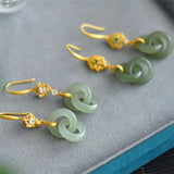 Interlocking Green Jade Earrings for Women