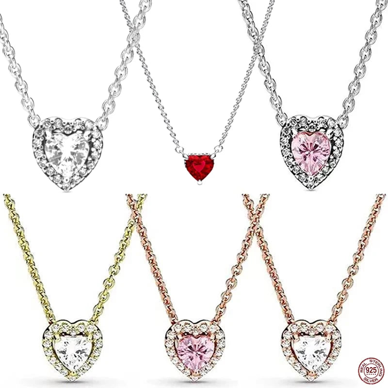 Classic Jewelry 925 Silver Heart Crystal Pendant Necklace for Mom