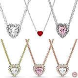 Classic Jewelry 925 Silver Heart Crystal Pendant Necklace for Mom