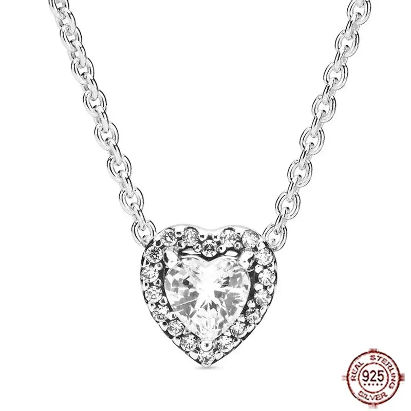 Classic Jewelry 925 Silver Heart Crystal Pendant Necklace for Mom