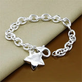925 Silver Star Charm Bracelet - Classic Link Chain Bracelet