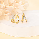 925 Silver Stone Inlaid K-gold Earrings for Ladies