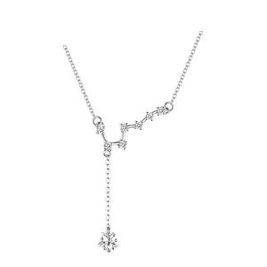 925 Silver Necklace Big Dipper Zircon Tassel Jewelry