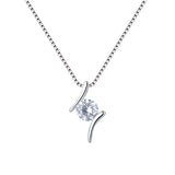 Geometric Round Zircon Necklace 925 Sterling Silver Gift for Couple Love