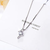 Geometric Round Zircon Necklace 925 Sterling Silver Gift for Couple Love