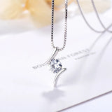 Geometric Round Zircon Necklace 925 Sterling Silver Gift for Couple Love