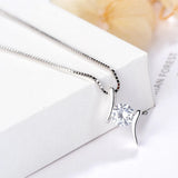 Geometric Round Zircon Necklace 925 Sterling Silver Gift for Couple Love