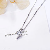 Geometric Round Zircon Necklace 925 Sterling Silver Gift for Couple Love