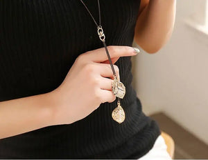 Leaf Tassel Long Necklace Women Bijoux Jewelry Chain Necklaces & Pendants