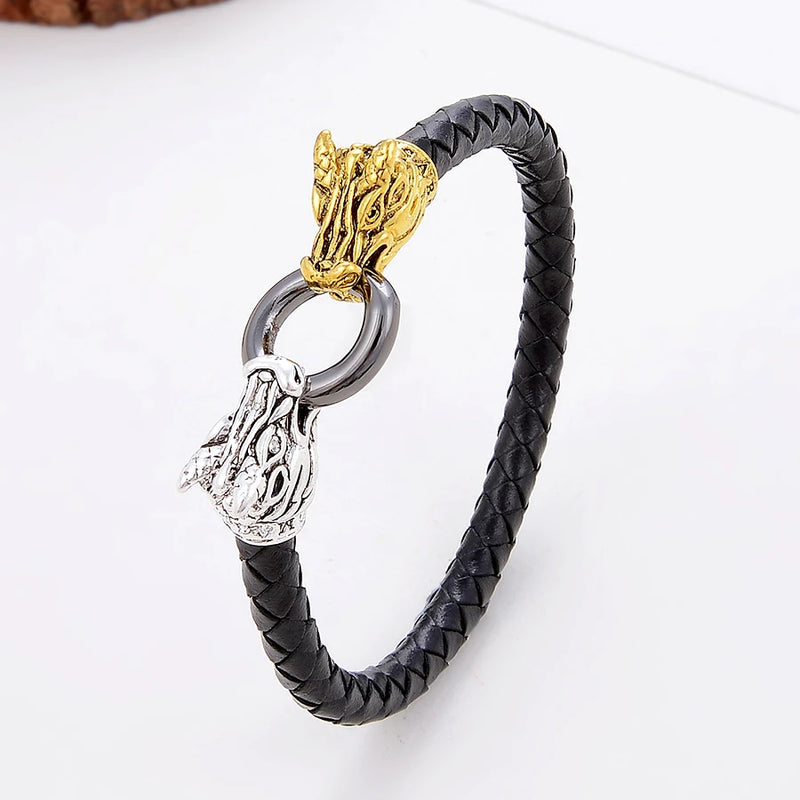 Leather Rope Men's Bracelet Animal Shape Bangle Women's Friendship Jewelry