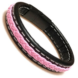 Classic Leather Bracelet for Women Stainless Steel Charm Jewelry Gift