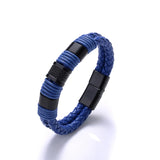 Men's Leather Bracelet Metal Clasp Woven Jewelry