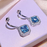Light Sapphire Necklace Paraiba Square Earrings Set